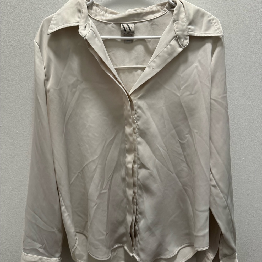 Worthington Ivory Button-Front Blouse